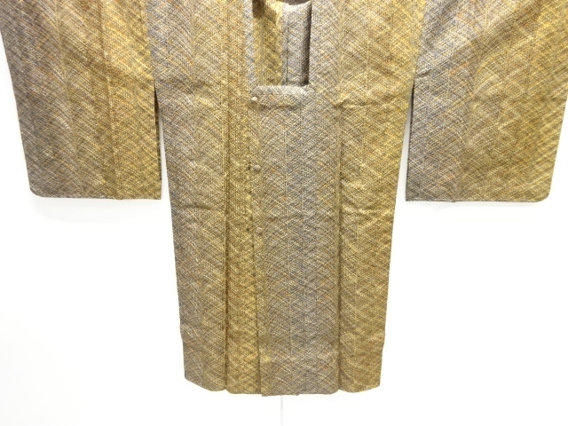 未使用品　仕立て上がり　組織り　幾何学模様織り出しロング道行コート(ショール付き)